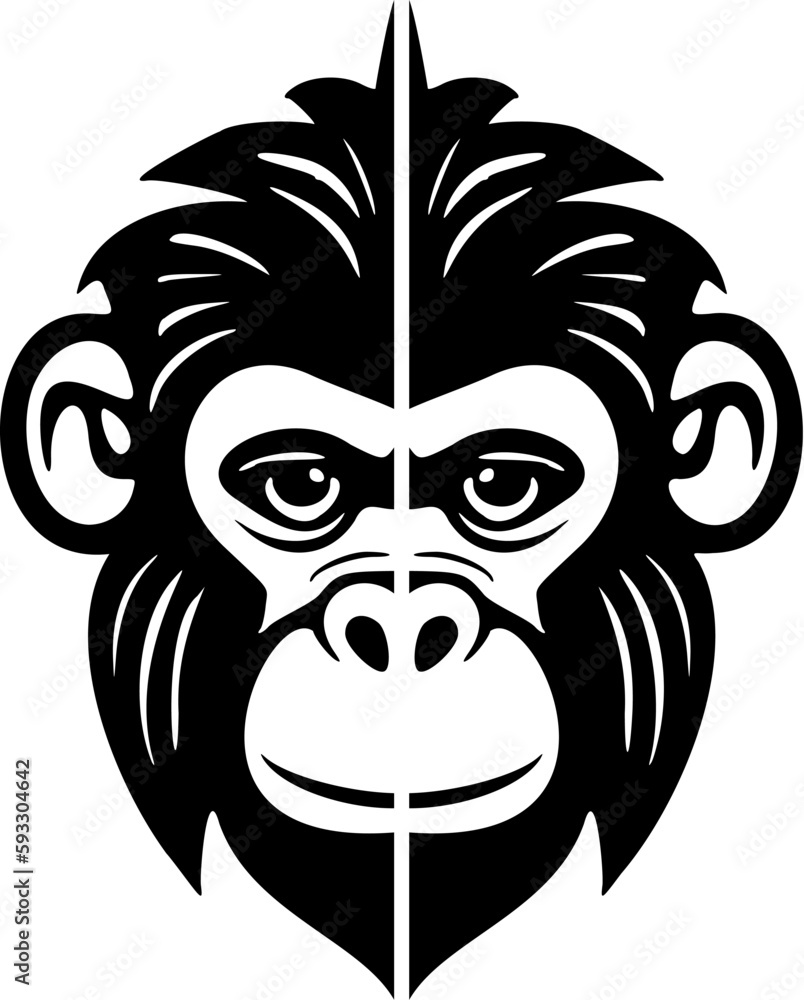 Elegant black monkey vector logo on a white backdrop