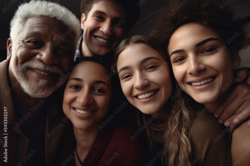 Group of multigenerational people smiling in front of camera, Multiracial friends od different ages having fun together caucasian senior faces,generative ai. Group of multigenerational people smiling in front of camera, Multiracial friends od different ages having fun together caucasian senior faces,generative ai.