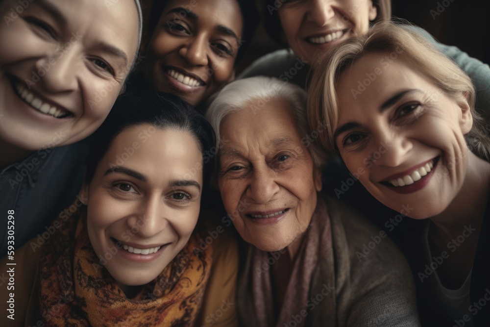 Group of multigenerational people smiling in front of camera, Multiracial friends od different ages having fun together caucasian senior faces,generative ai. Group of multigenerational people smiling in front of camera, Multiracial friends od different ages having fun together caucasian senior faces,generative ai.