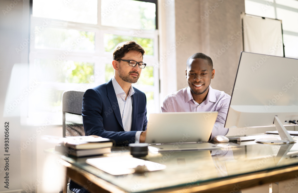 African American Business Man Employee Working In Office African American Business Man Employee Working In Office