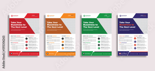 Corporate Flyer Design Template , Four Color Variation vector Eps File 