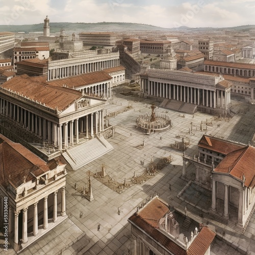 erial view of ancient roman empire town ai generative illustration photo
