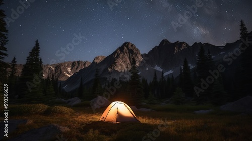 Camping Tent under a Starry Night © Jardel Bassi