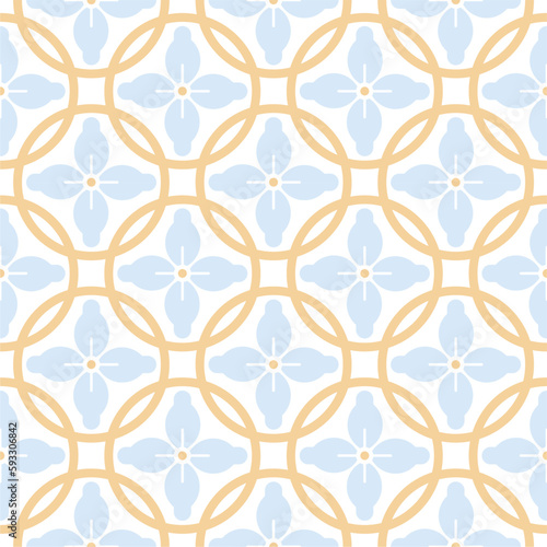 A seamless pattern with blue and yellow flowers