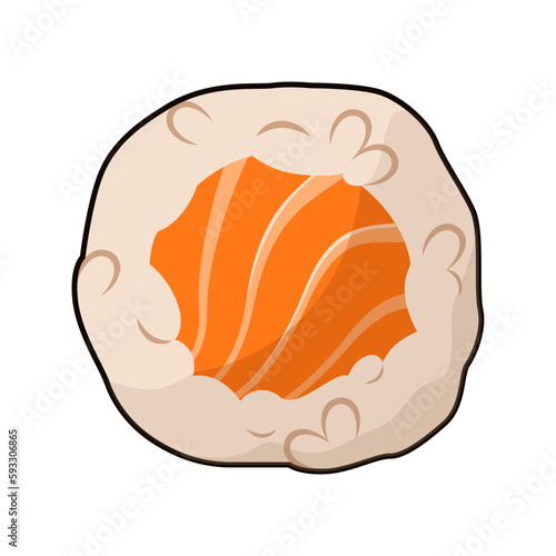 Sushi maki with salmon on a white background. Japanese cuisine.
