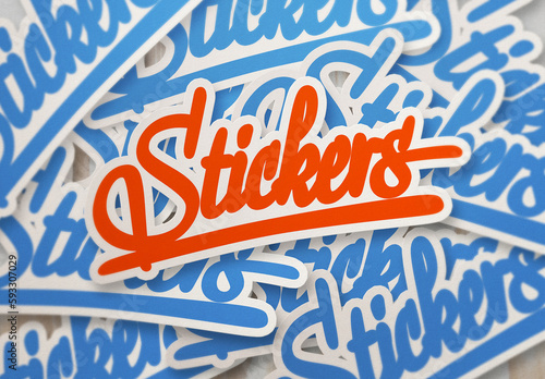 Sticker Mockup Template Paper Texture Round Rectangle Square