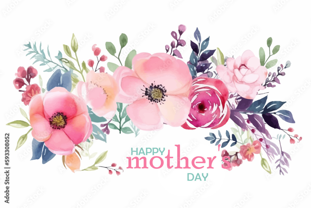Vector gift card for mother's day. Illustration with flowers in soft