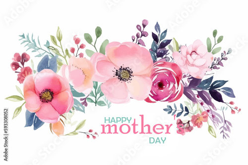 Vector gift card for mother's day. Illustration with flowers in soft pastel colors with text
