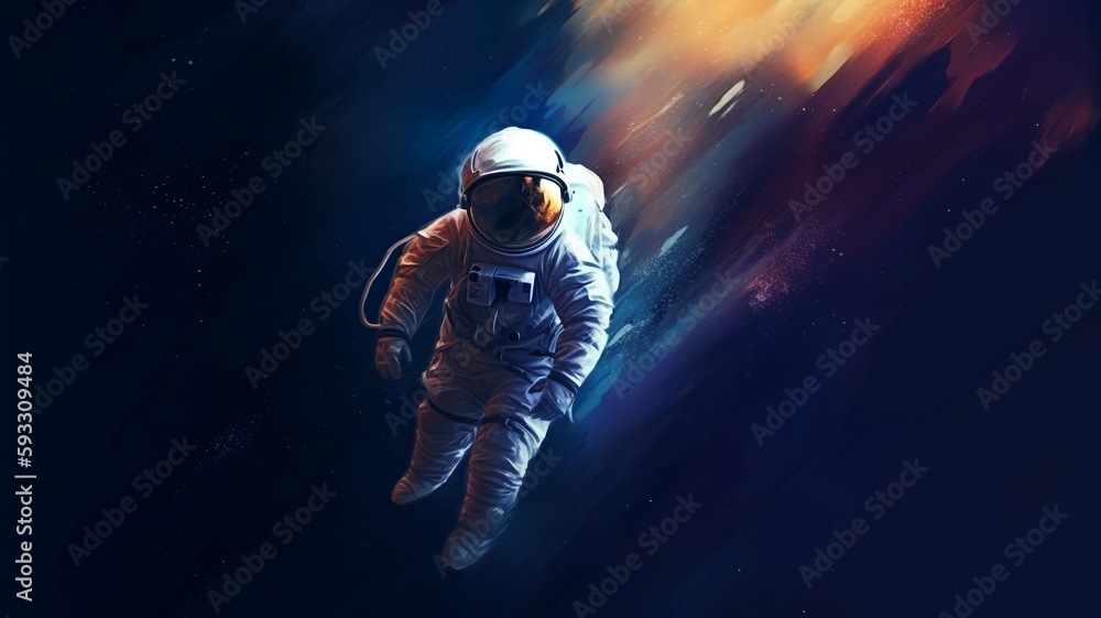 Fototapeta premium abstract astronaut in space painting generative ai
