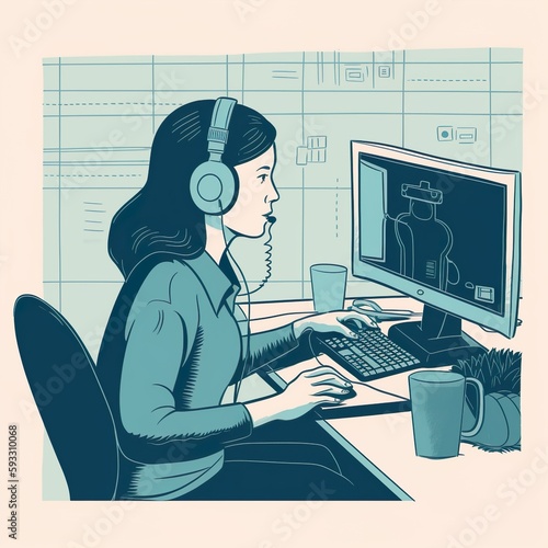 Illustration of employees / customer service