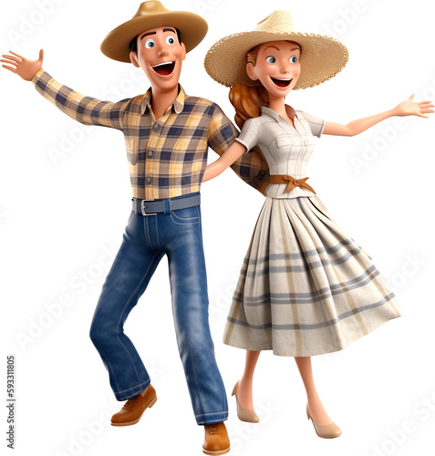 Casal caipira dançando festa junina brasileira