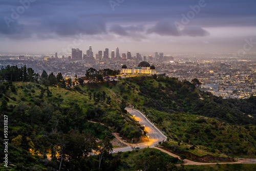 Griffith Park and the Hollywood Hills at dawn photo
