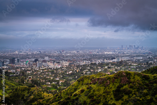 Fototapeta Griffith Park and the Hollywood Hills at dawn