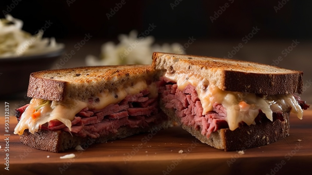 Reuben sandwich A delistyle sandwich made with corned beef, Swiss