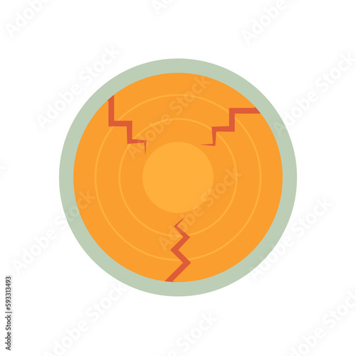 Log wood or timber vector icon in cross section view. Tree after cut, crosscut by saw, lumberjack. Material from nature. Stock for sawn to lumber, woodworking, sawmill industry, construction.