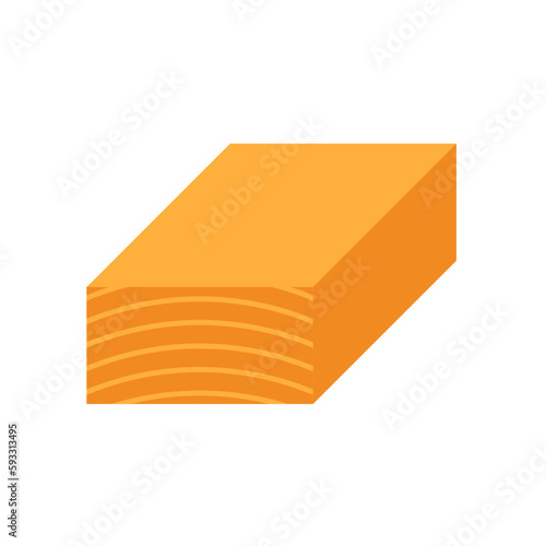 Rectangular wood, girder or lumber vector icon. Natural material by cutting, processing in sawmill industry for made frame, beam, column or structure in house construction, furniture or woodworking.