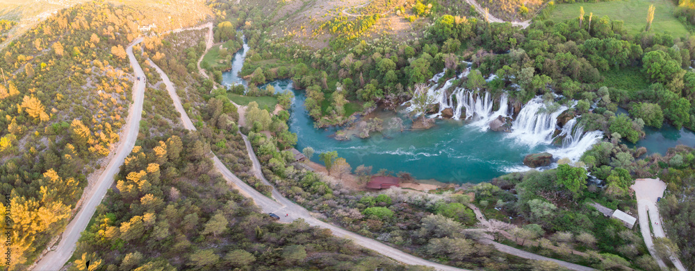 Aerial view of Kravica Waterfalls (Vodopad Kravica), Bosnia and Herzegovina