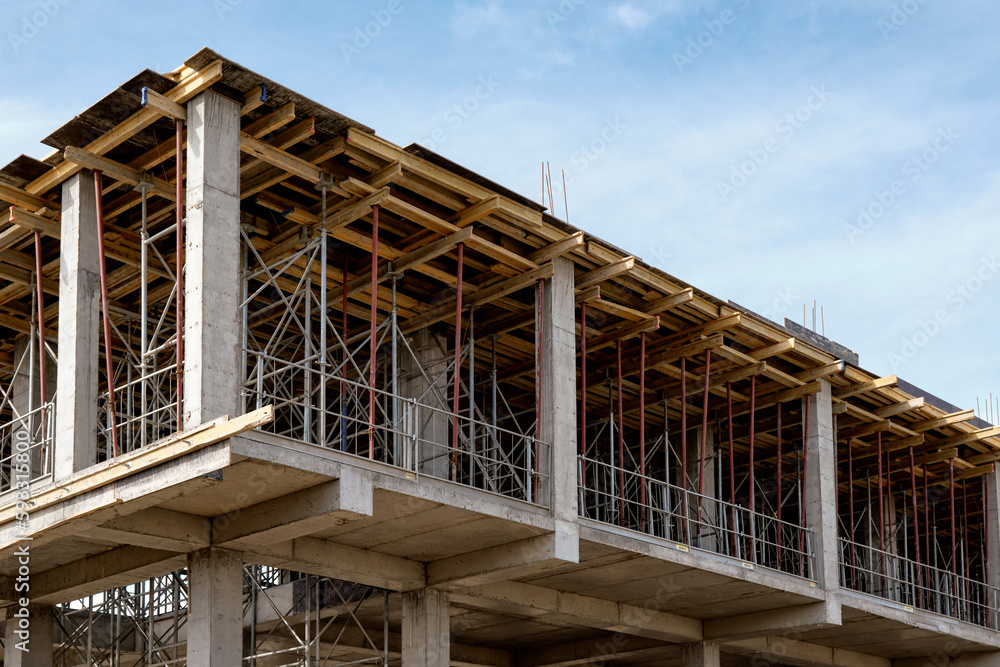 Obraz premium Construction of a new outdoor car park.