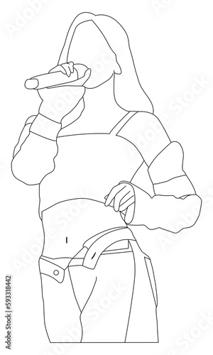 kpop idol star south korea line art sketch vector illustration eps.10