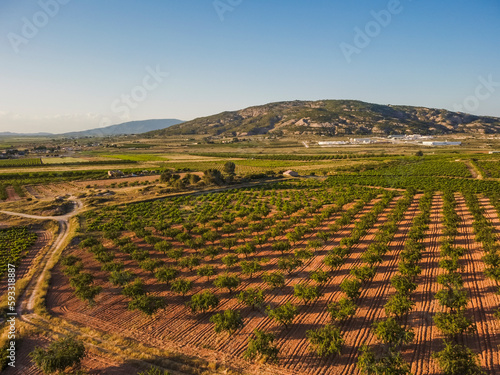 Aerial vIew of nature by drone. Summer Spain Alicante region. Mountain.