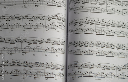 musical notes on the piano
