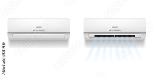 Air conditioner condition wind cold hot flow wave concept. Vector cartoon graphic design element illustration