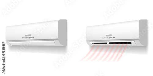 Air conditioner condition wind cold hot flow wave concept. Vector cartoon graphic design element illustration