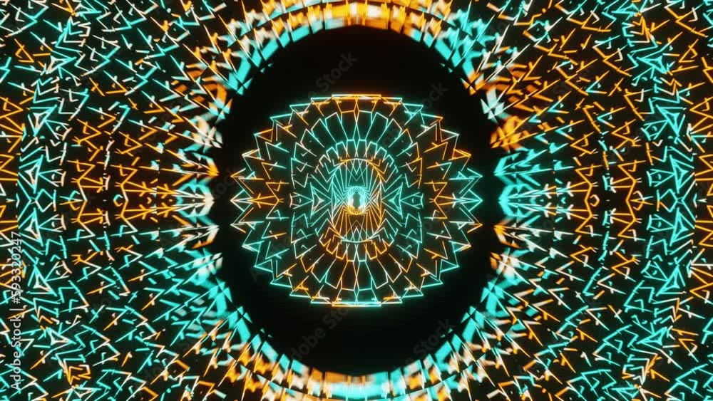 A looping animation of awe-inspiring, psychedelic patterns of beams of ...