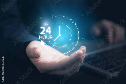 24hour open, service 24 hour, working 24 hour 7 days photo