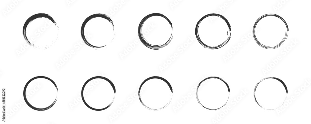 Black paint brushstroke circles set. Vector illustration. Black paint brushstroke circles set. Vector illustration.