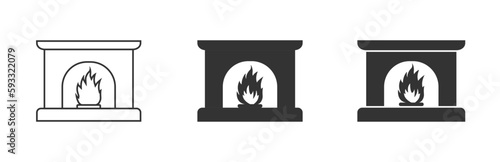 Fireplace icon. Simple design. Vector illustration.