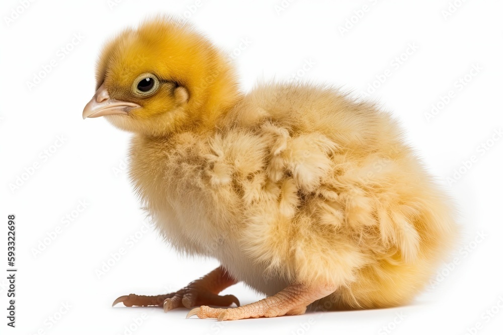 8-day-old chick, isolated on a white backdrop. Generative AI 8-day-old chick, isolated on a white backdrop. Generative AI