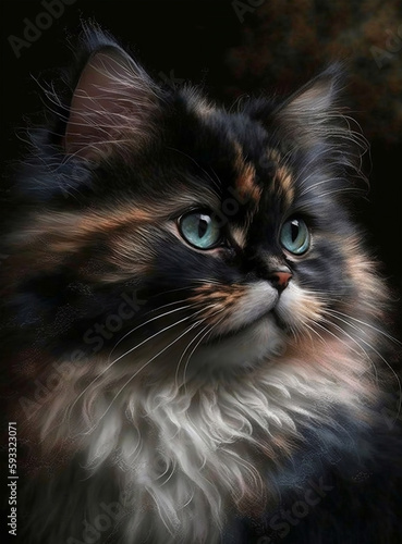 Portrait of a cat. Watercolor cat, cat print for design