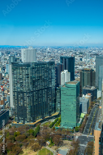 view to skyline of Tokyo from skyline observation platform