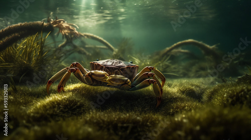 Nahaufnahme von Krabbe unter Wasser  erstellt mit Generative AI Technologie