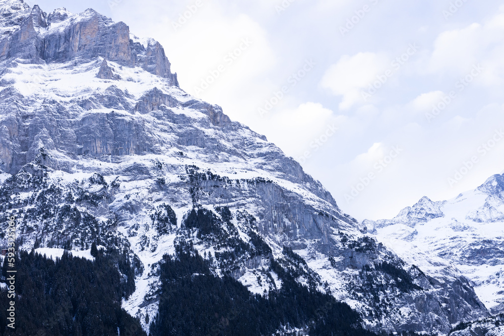 snow covered mountains in Grindelwald, Switzerland.