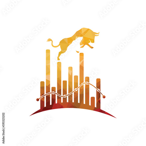 Graph Bull and bear vector logo design template. Bull and bear graph icon.