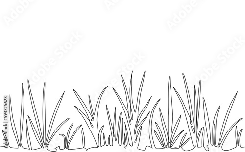 Background with grass. Hand drawing  pattern meadow. Continuous line drawing. Vector illustration.