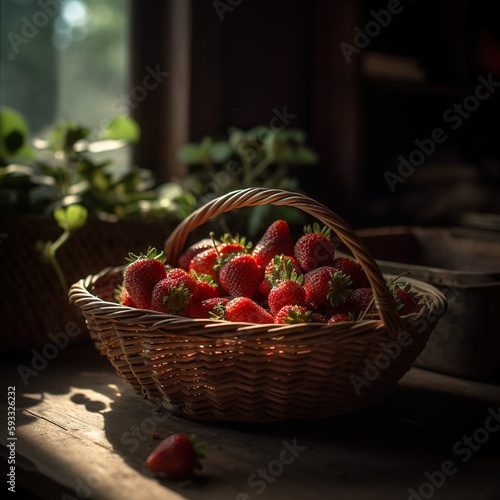 Basket full of fresh strawberries