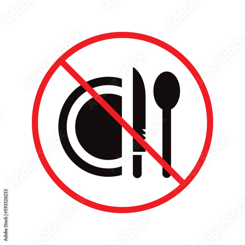 No food icon. Forbidden eat icon. No dinner vector sign. Prohibited eating vector icon. Warning, caution, attention, restriction flat sign design. Do not eat icon. No breakfast symbol pictogram
