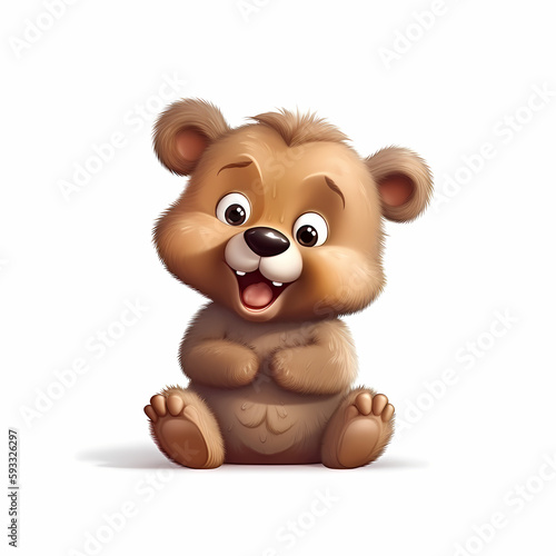 happy baby bear cartoon. Generative AI © simpledesign79