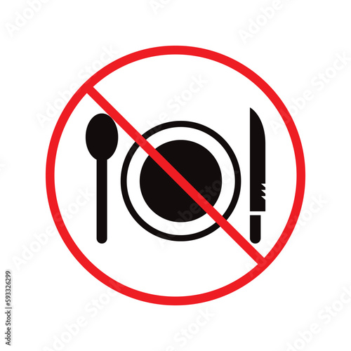 No food icon. Forbidden eat icon. No dinner vector sign. Prohibited eating vector icon. Warning, caution, attention, restriction flat sign design. Do not eat icon. No breakfast symbol pictogram