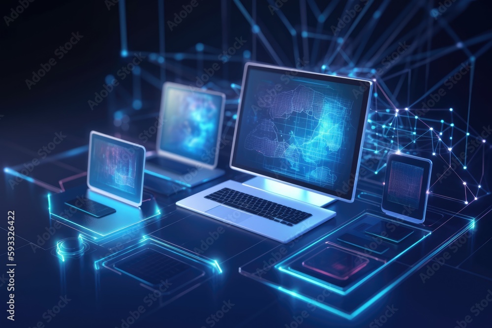 History of big data technologies using a laptop and a computer to browse the internet. Generative AI History of big data technologies using a laptop and a computer to browse the internet. Generative AI