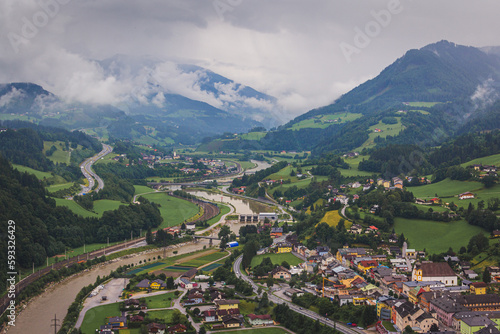 View from medieval Hohenwerfen Castle