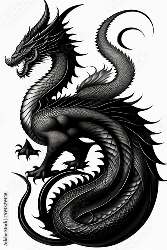 black dragon isolated on white