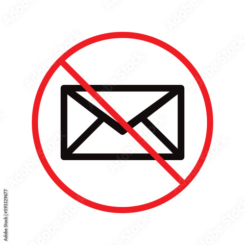 Forbidden mailing vector icon. Do not send message flat sign design. Prohibited envelope vector icon. Warning, caution, attention, restriction label ban danger. No spam symbol pictogram