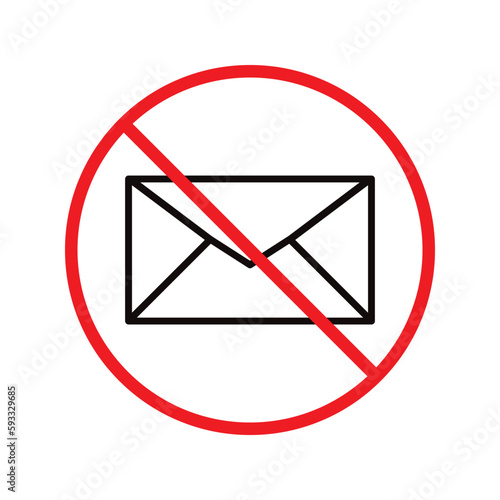 Forbidden mailing vector icon. Do not send message flat sign design. Prohibited envelope vector icon. Warning, caution, attention, restriction label ban danger. No spam symbol pictogram