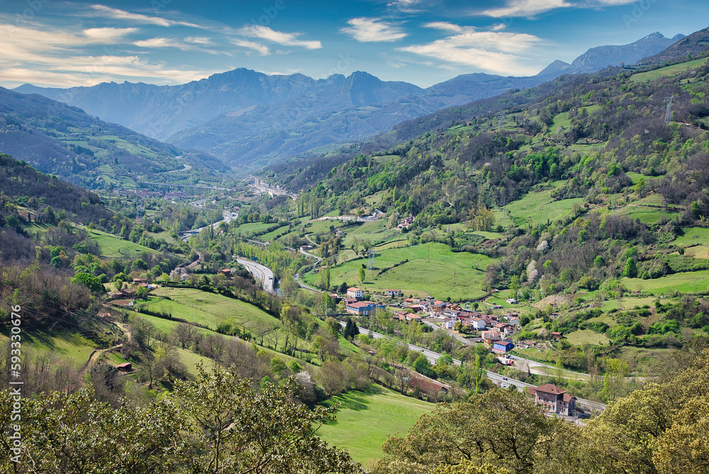 Huerna valley near Cobertoria and Vega del Rey villages, Lena municipality, Asturias, Spain