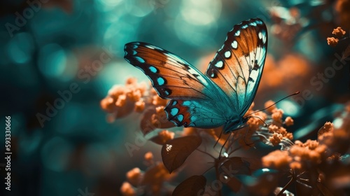 Colorful butterfly, magical, fairy tale, orange, teal © Dave
