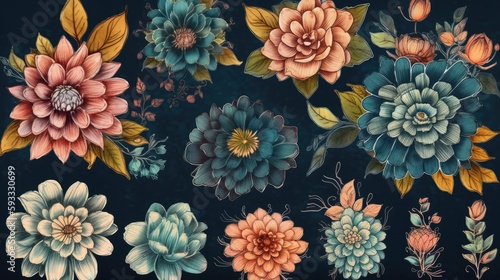 seamless pattern with flowers, wallpaper, spring